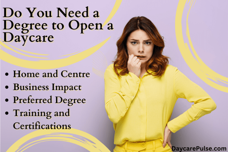 Educational requirements for home daycare and daycare center, business impact, preferred degree, certifications, and trainings.